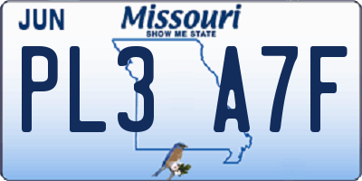 MO license plate PL3A7F