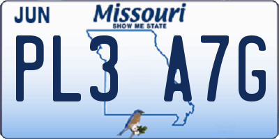 MO license plate PL3A7G