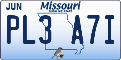 MO license plate PL3A7I