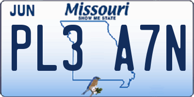 MO license plate PL3A7N