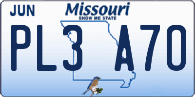 MO license plate PL3A7O