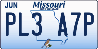 MO license plate PL3A7P