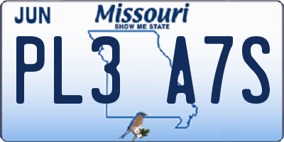 MO license plate PL3A7S