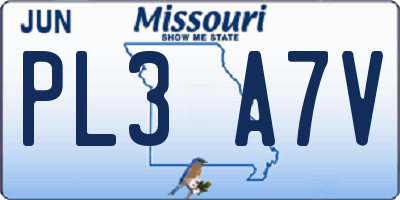 MO license plate PL3A7V