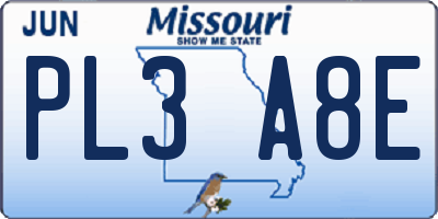 MO license plate PL3A8E
