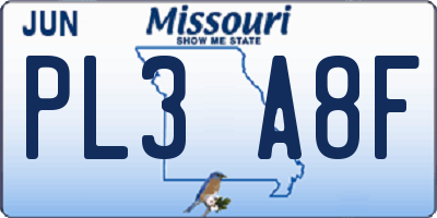 MO license plate PL3A8F