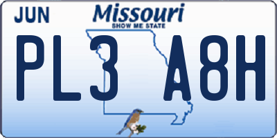 MO license plate PL3A8H