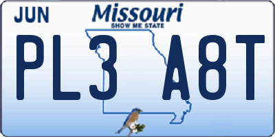 MO license plate PL3A8T