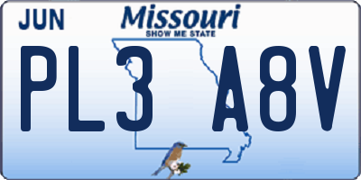 MO license plate PL3A8V