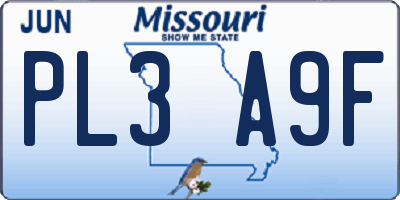 MO license plate PL3A9F