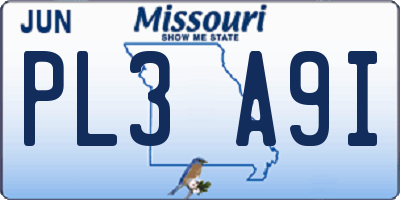 MO license plate PL3A9I