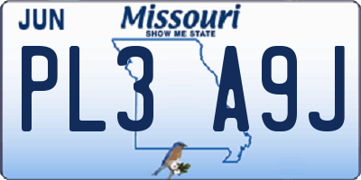 MO license plate PL3A9J