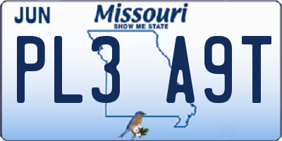 MO license plate PL3A9T
