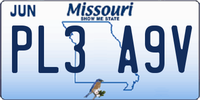 MO license plate PL3A9V