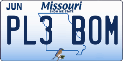 MO license plate PL3B0M