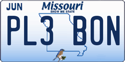 MO license plate PL3B0N
