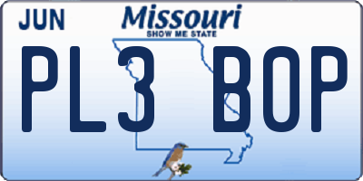MO license plate PL3B0P