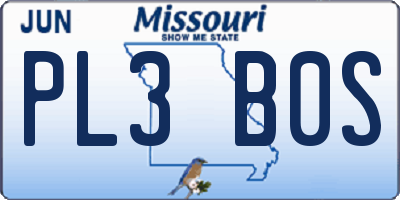MO license plate PL3B0S