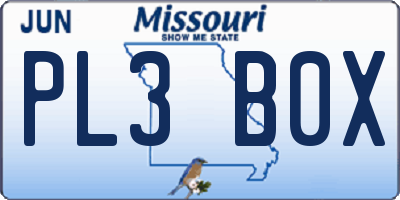 MO license plate PL3B0X
