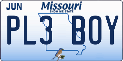 MO license plate PL3B0Y