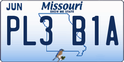 MO license plate PL3B1A