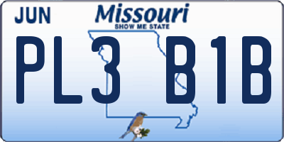 MO license plate PL3B1B