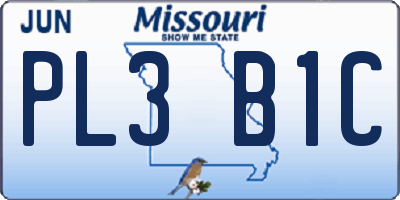 MO license plate PL3B1C