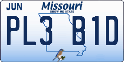 MO license plate PL3B1D
