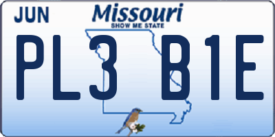 MO license plate PL3B1E