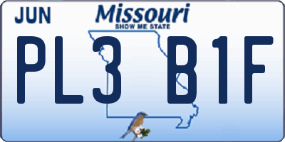 MO license plate PL3B1F
