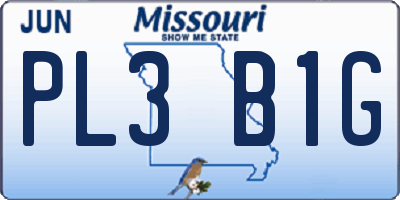 MO license plate PL3B1G