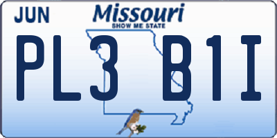 MO license plate PL3B1I
