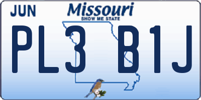 MO license plate PL3B1J