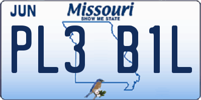 MO license plate PL3B1L