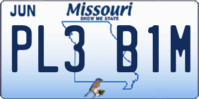 MO license plate PL3B1M