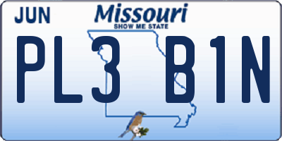 MO license plate PL3B1N
