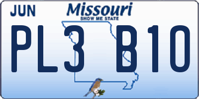 MO license plate PL3B1O