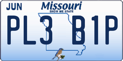 MO license plate PL3B1P