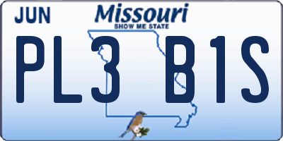 MO license plate PL3B1S