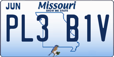 MO license plate PL3B1V