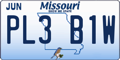 MO license plate PL3B1W