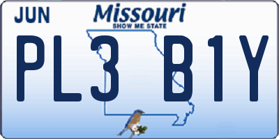 MO license plate PL3B1Y