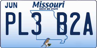MO license plate PL3B2A