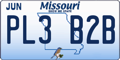 MO license plate PL3B2B