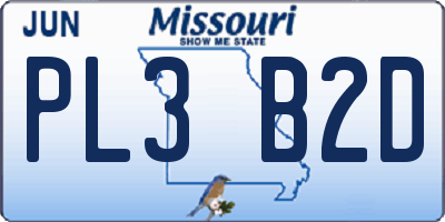 MO license plate PL3B2D