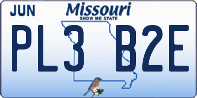 MO license plate PL3B2E
