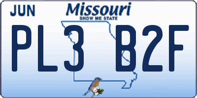 MO license plate PL3B2F