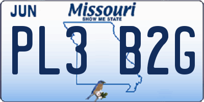 MO license plate PL3B2G