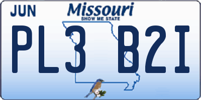 MO license plate PL3B2I