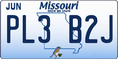 MO license plate PL3B2J